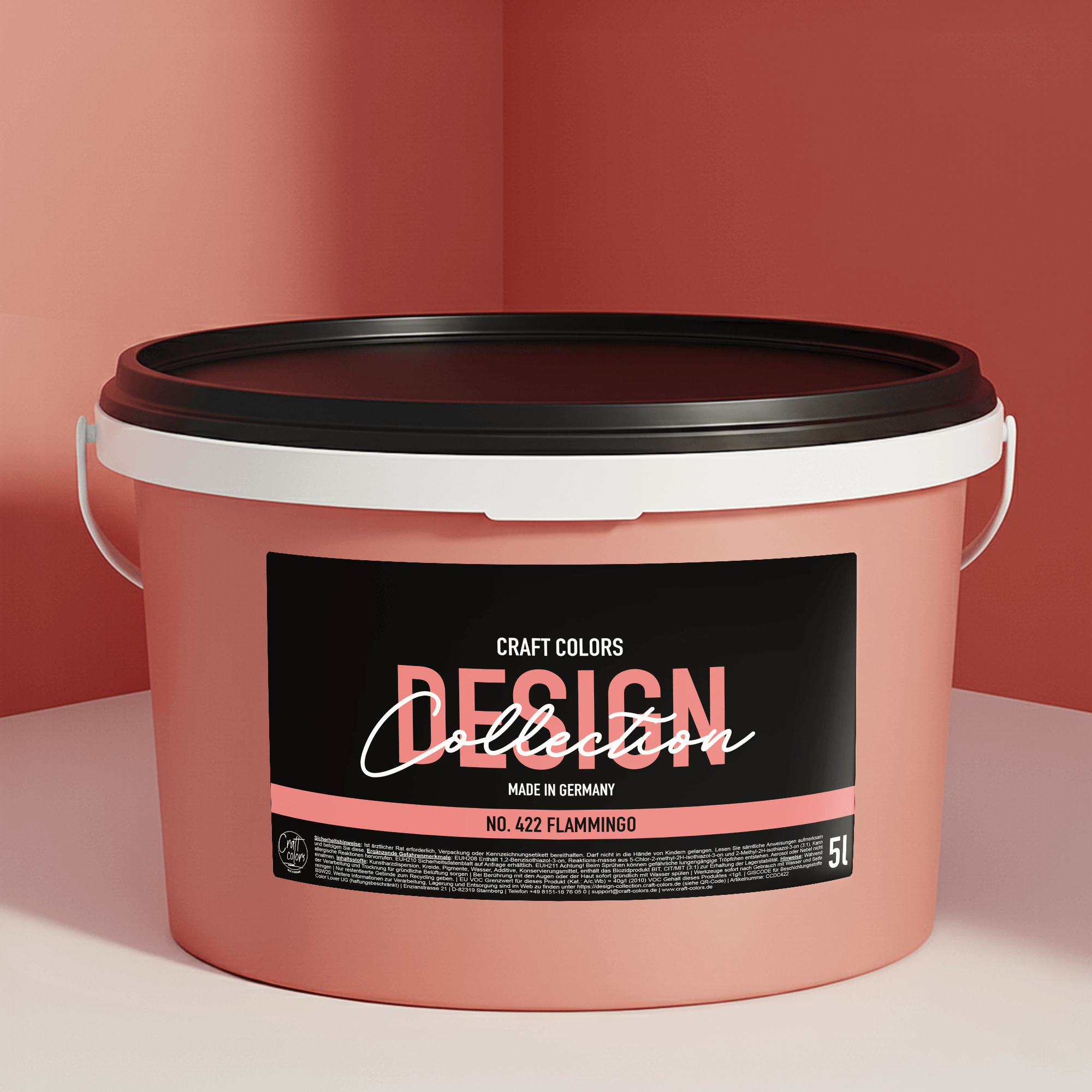 Wandfarbe edelmatt Flamingo Koralle No. 422 Design Collection 5L