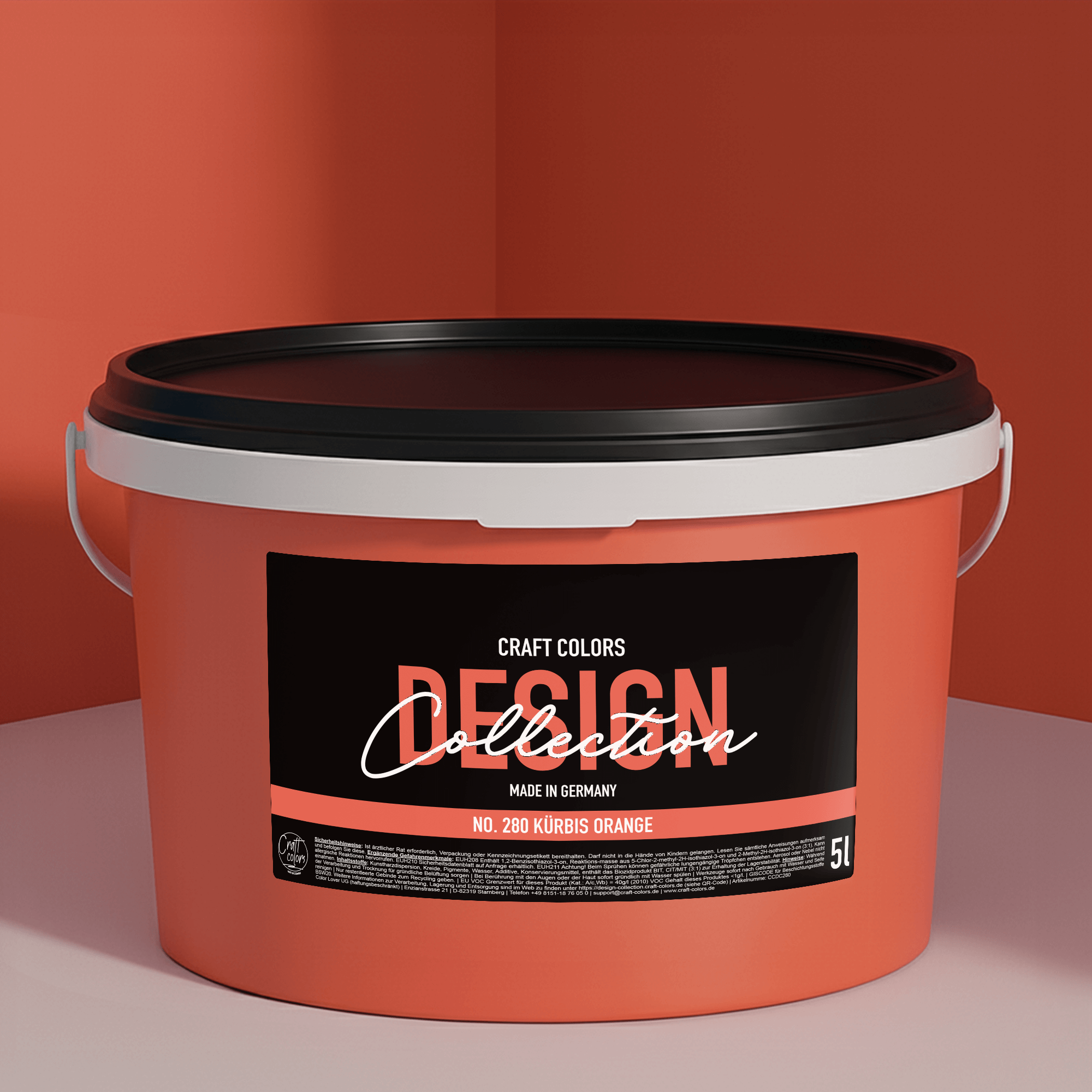 Wandfarbe edelmatt Kürbis Orange No. 280 Design Collection 5L - Craft Colors