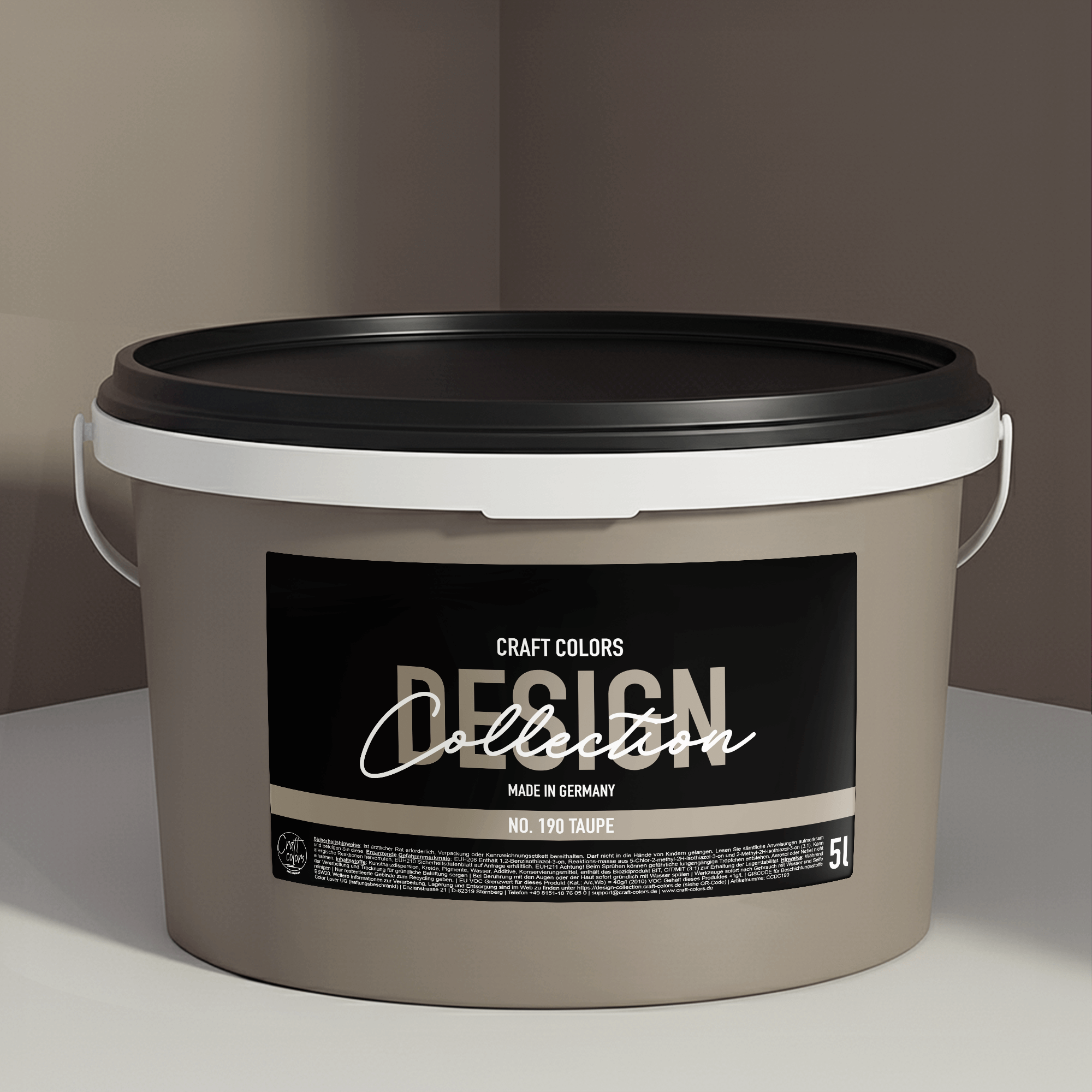 Wandfarbe edelmatt Taupe No. 190 Design Collection 5L - Craft Colors