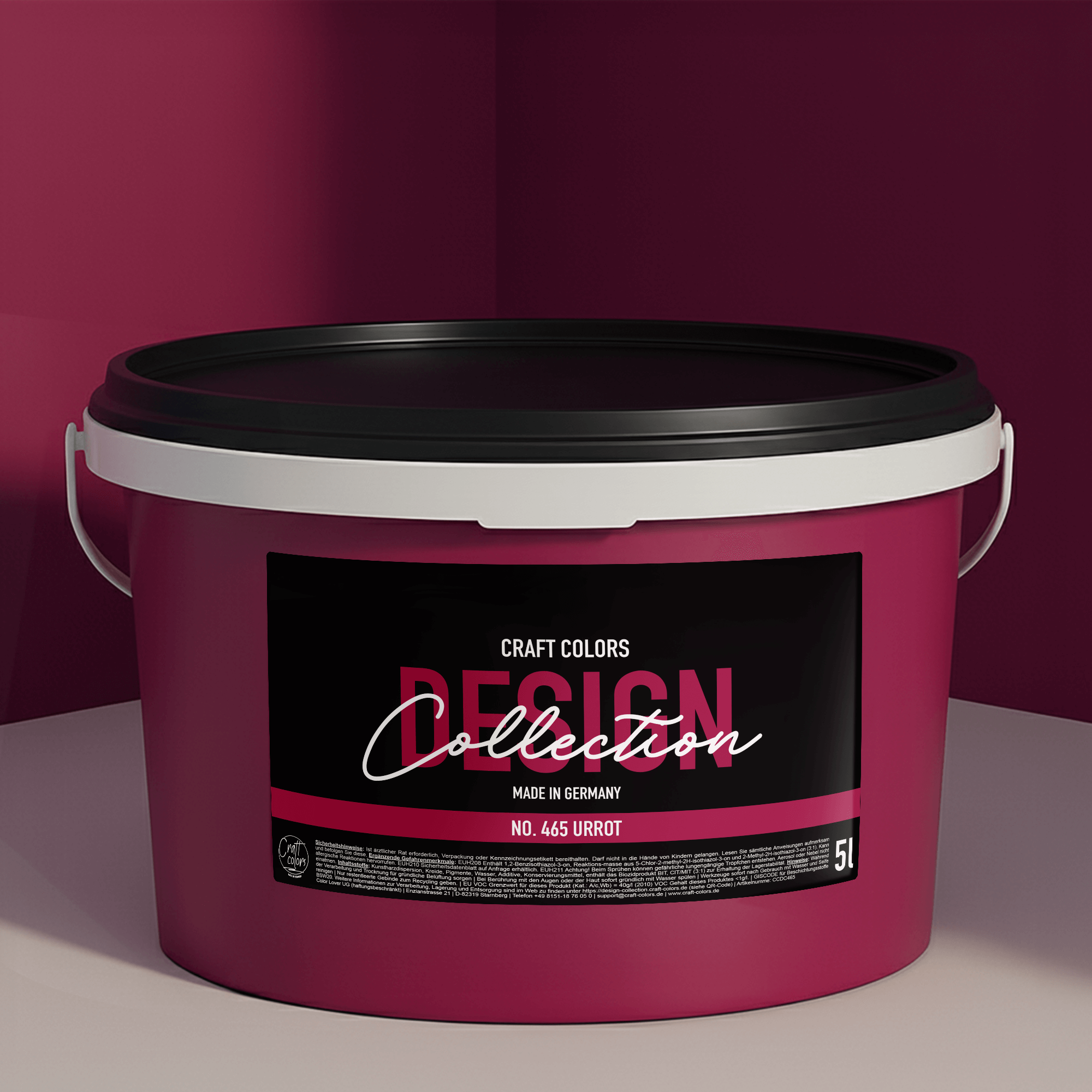 Wandfarbe edelmatt Urrot No. 465 Design Collection 5L - Craft Colors