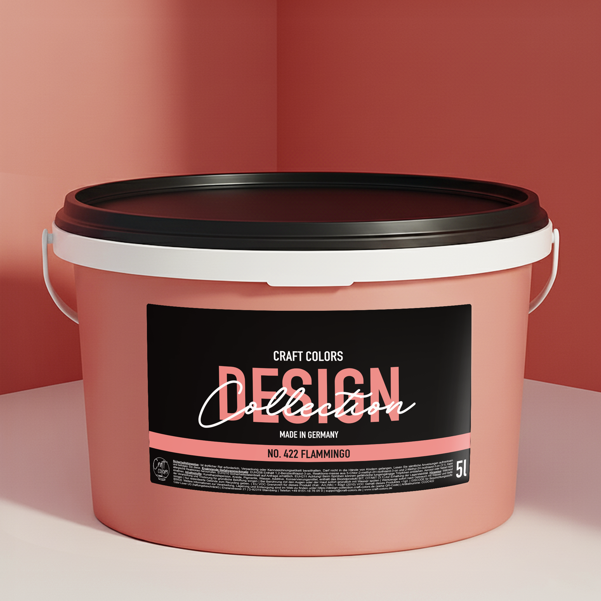 Wandfarbe edelmatt Flamingo Koralle No. 422 Design Collection 5L
