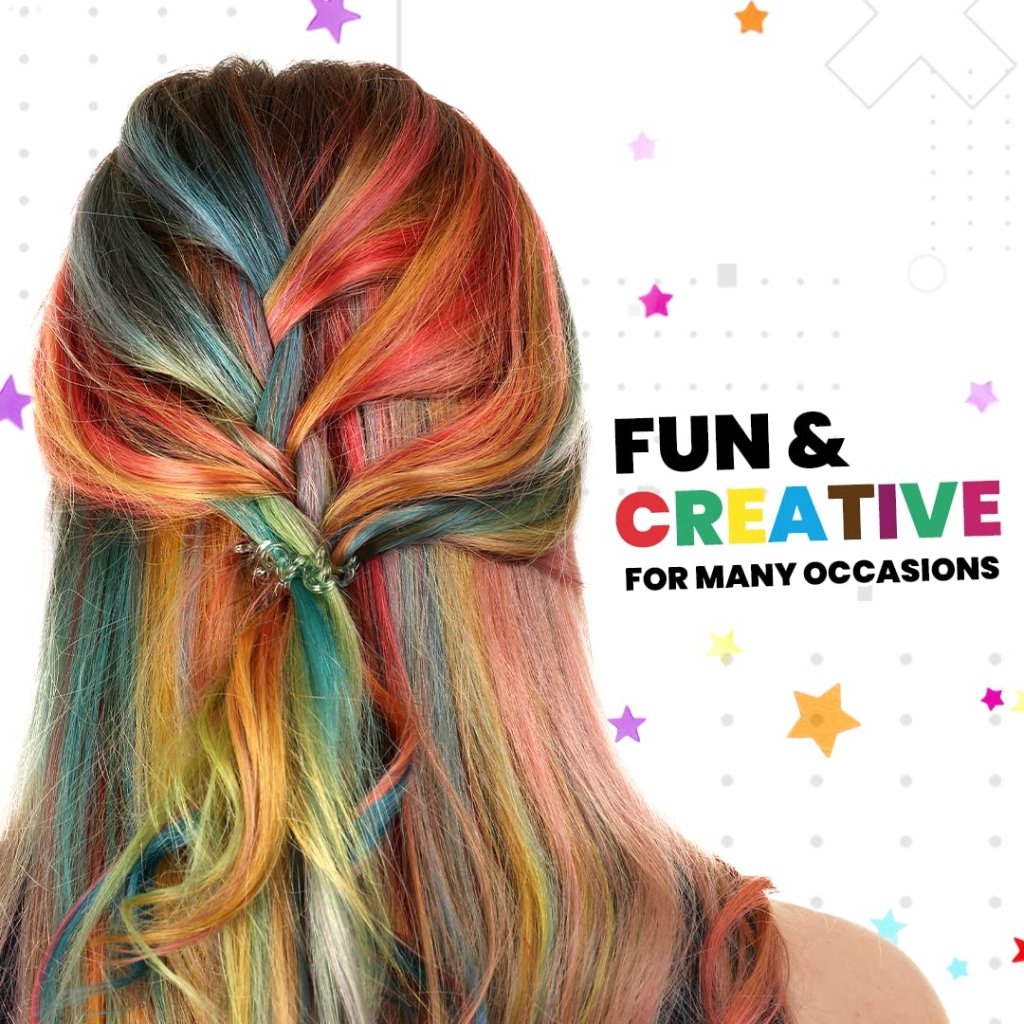 Haarkreide - Stifte für jung und alt. 10 bunte auswaschbare Haarfärbe - Stifte, für Temporäre Einfärbung, bunte Haare für Fasching, Karneval, Halloween Haarkreide Farbe - Craft Colors