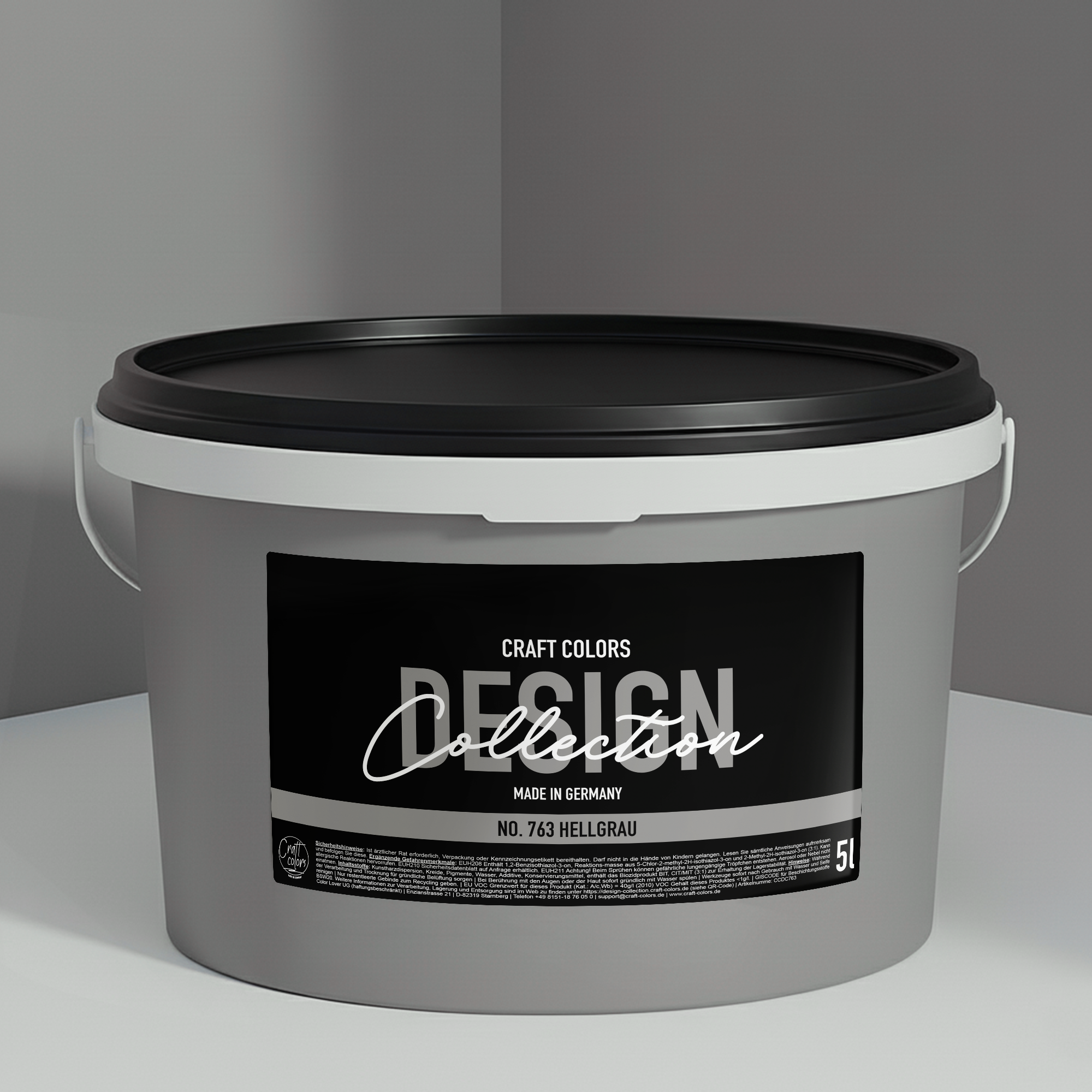 Wandfarbe edelmatt hellgrau No. 763 Design Collection 5L - Craft Colors