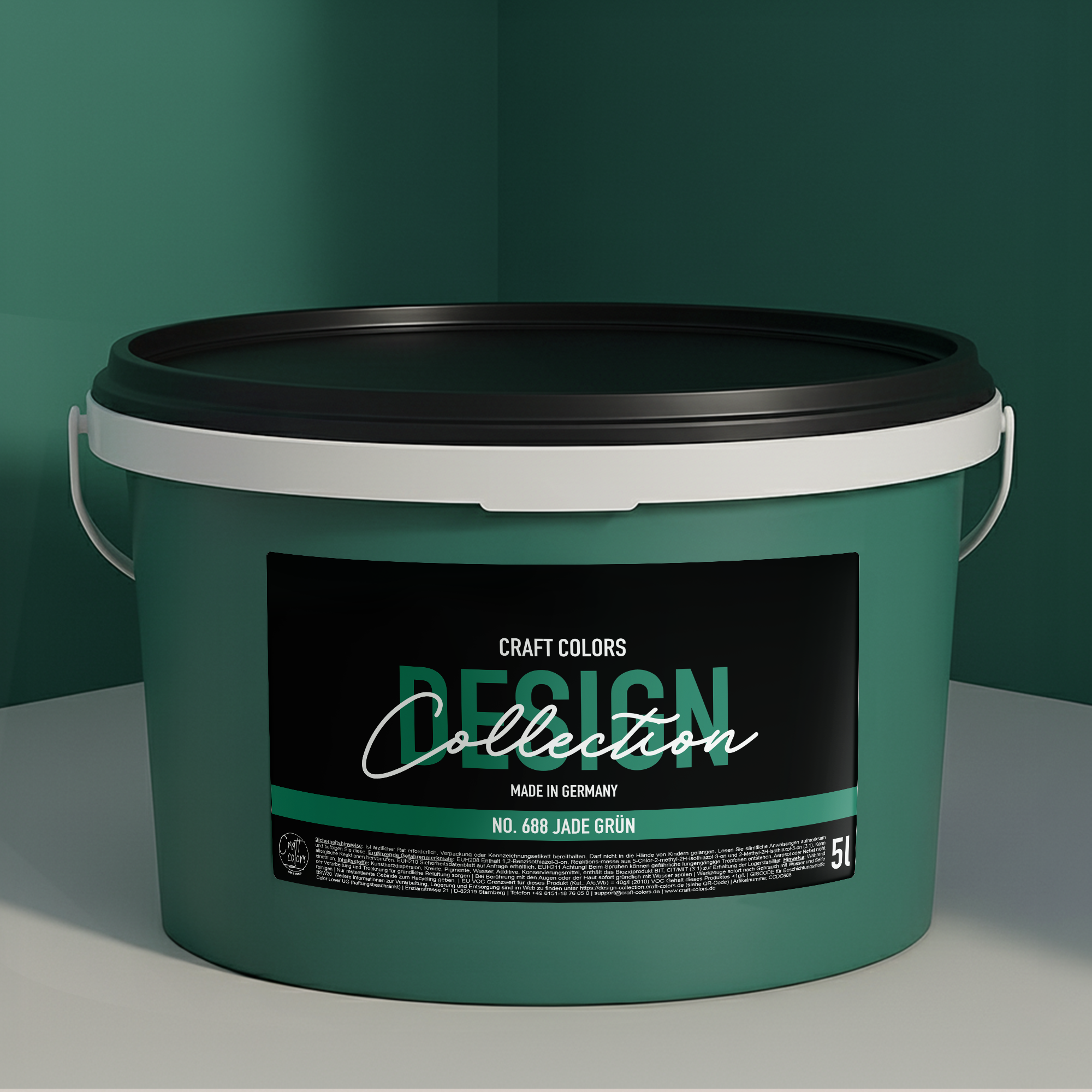 Wandfarbe edelmatt Jade Grün No. 688 Design Collection 5L - Craft Colors