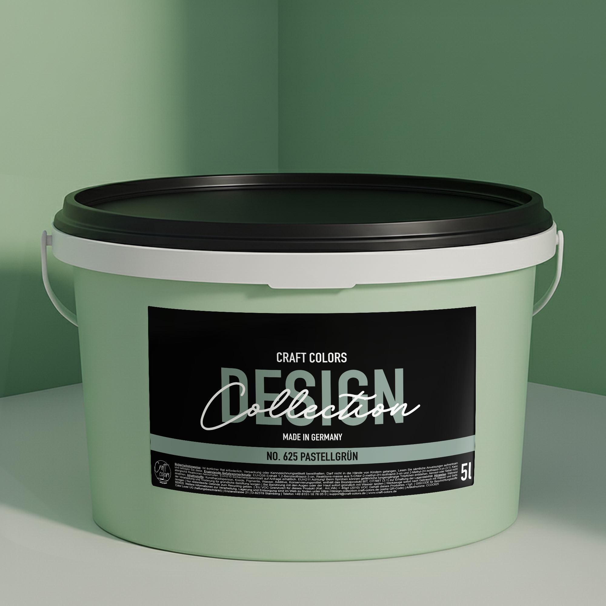 Wandfarbe edelmatt pastell mintgrün No. 625 Design Collection 5L - Craft Colors
