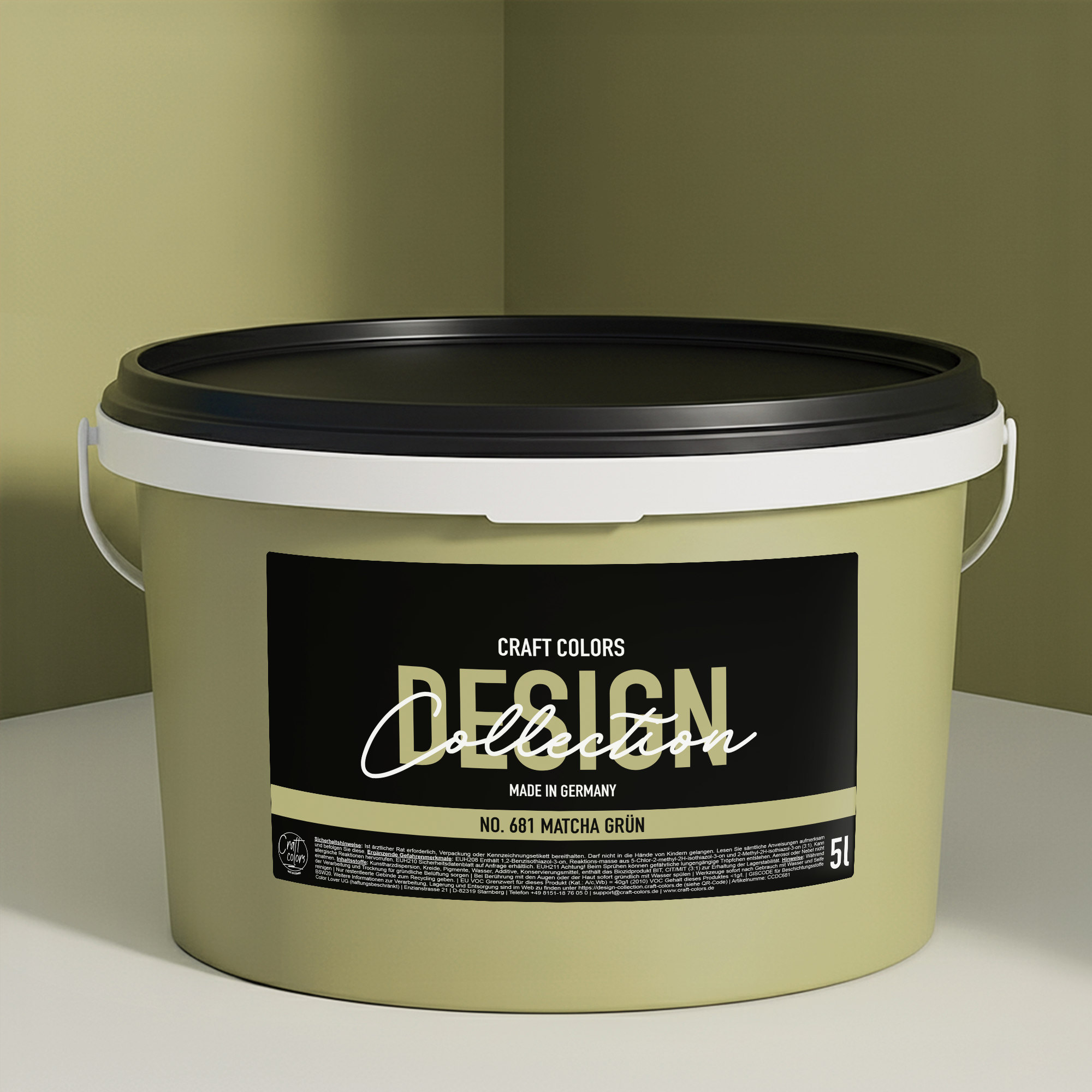 Wandfarbe edelmatt matcha pistazie grün  No. 681 Design Collection 5L - Craft Colors