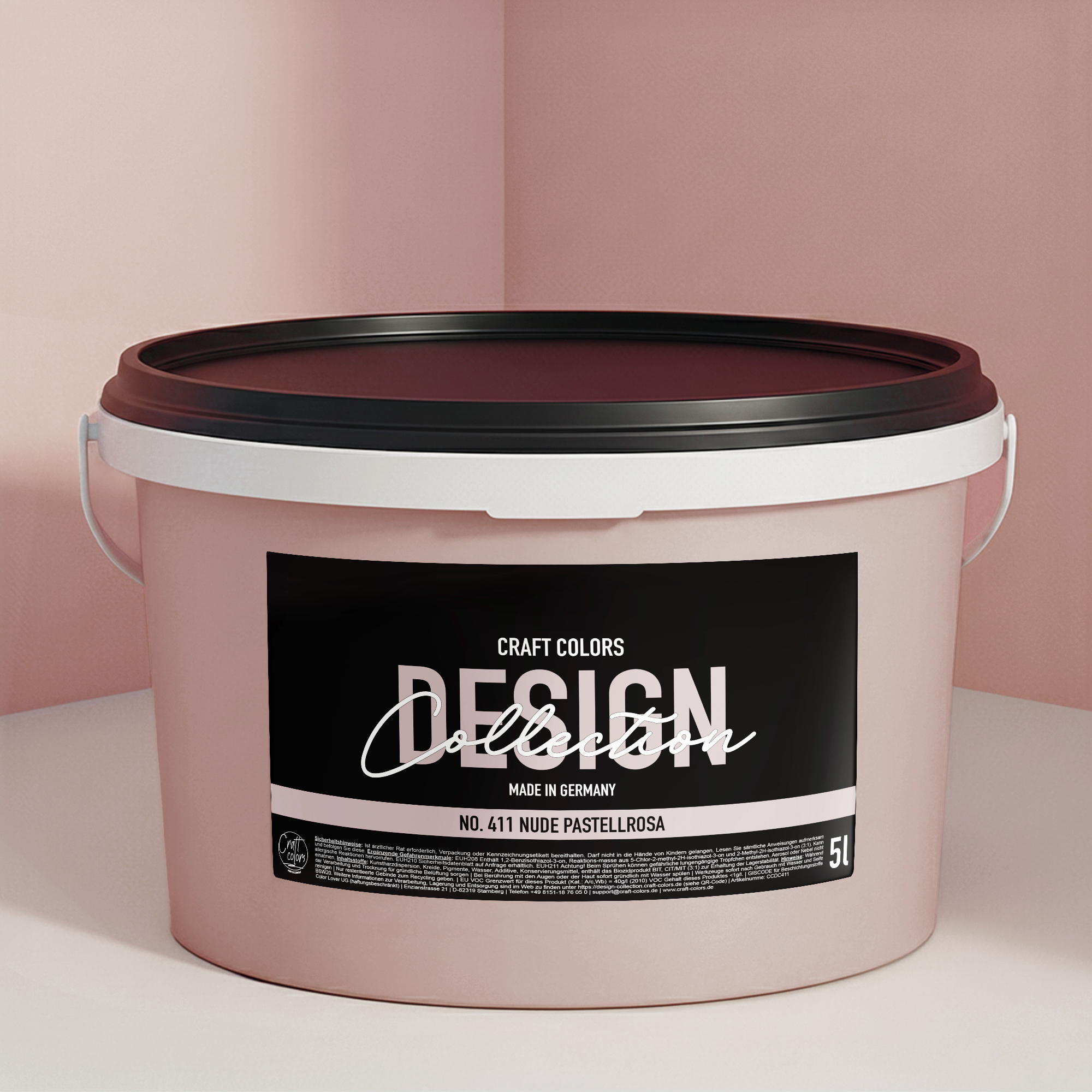 Wandfarbe edelmatt Pastellrosa No. 411 Design Collection 5L - Craft Colors