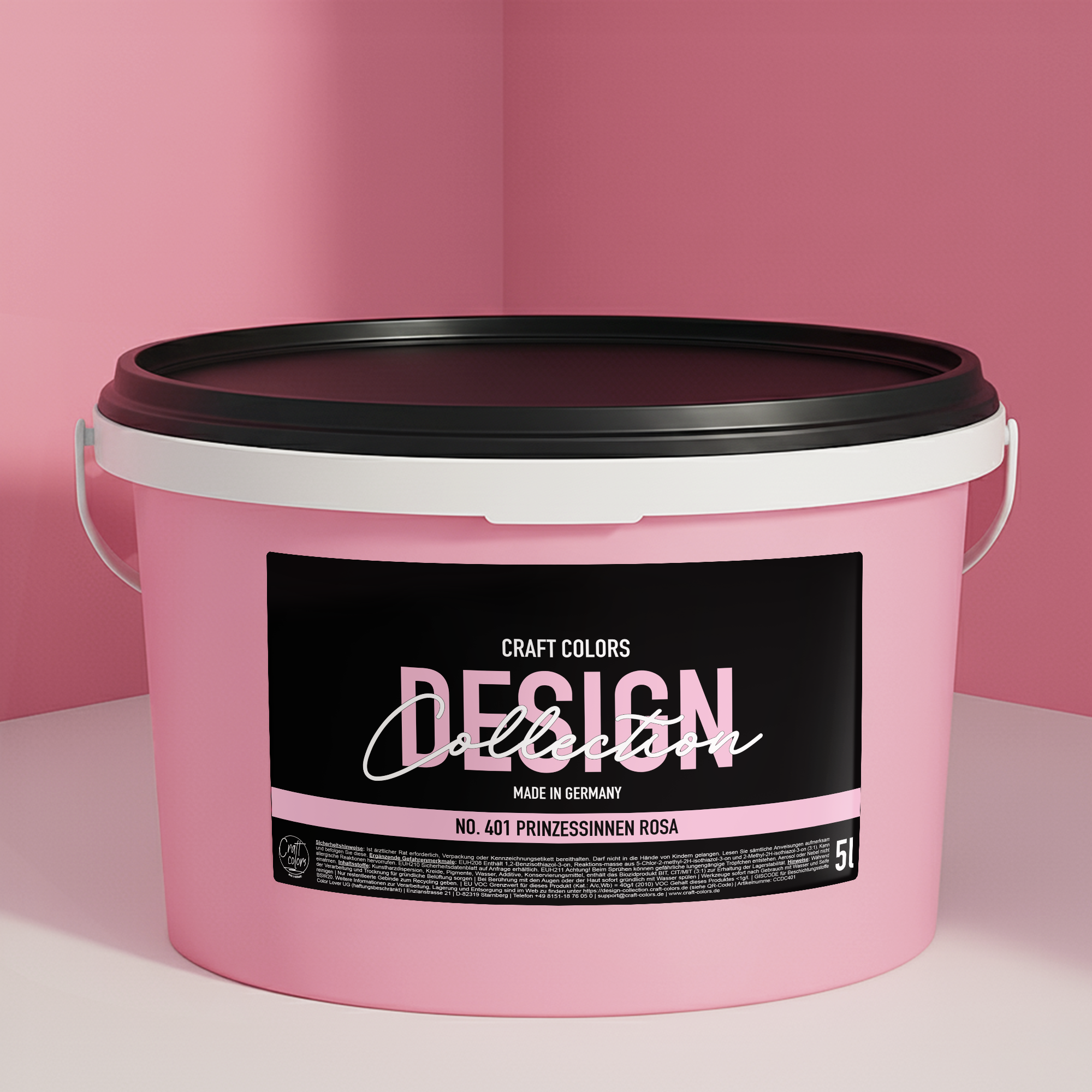 Wandfarbe edelmatt Babyrosa Prinzessinnen rosa No. 401 Design Collection 5L - Craft Colors
