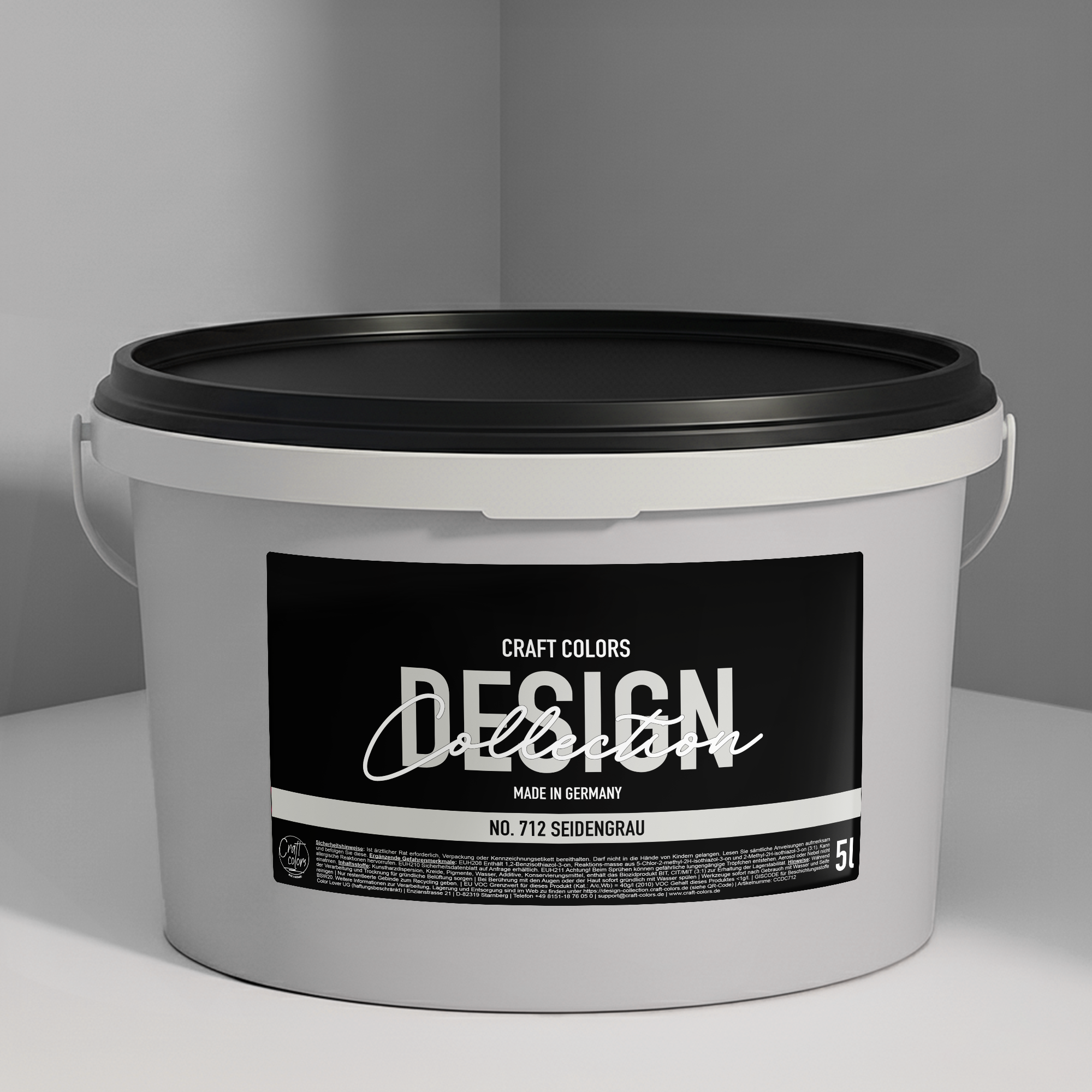 Wandfarbe edelmatt seidengrau No. 712 Design Collection 5L - Craft Colors