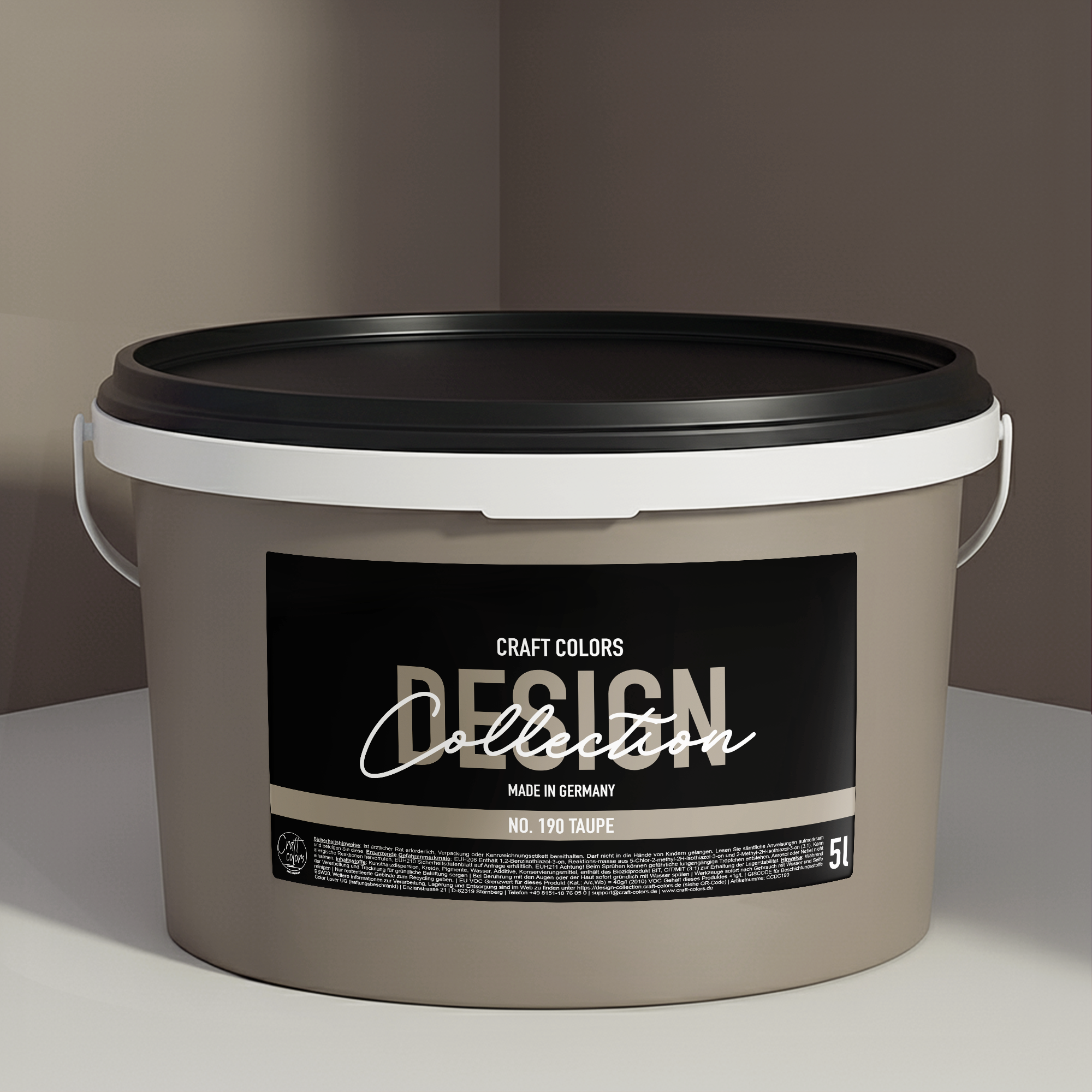 Wandfarbe edelmatt Taupe No. 190 Design Collection 5L - Craft Colors