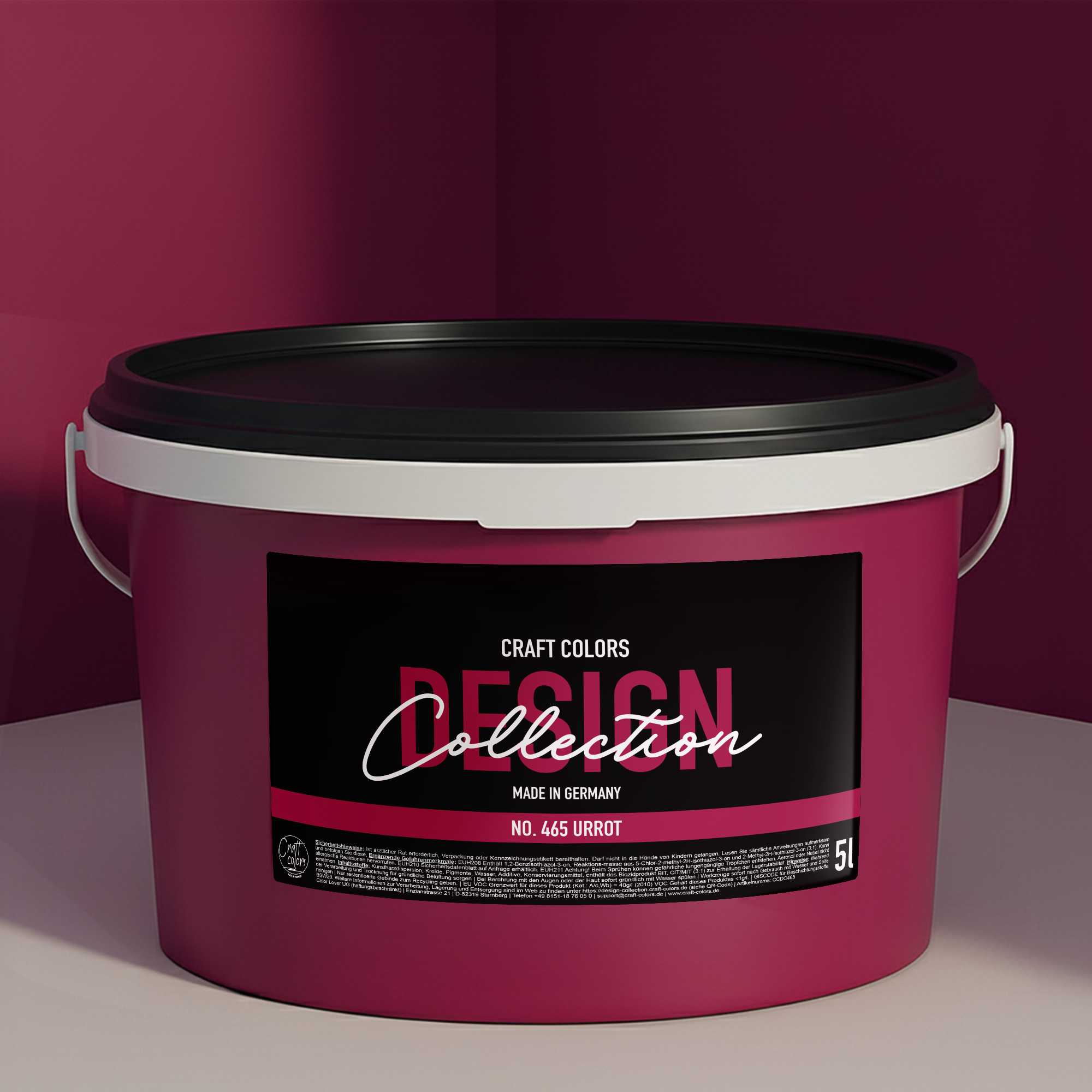 Wandfarbe edelmatt Urrot No. 465 Design Collection 5L - Craft Colors