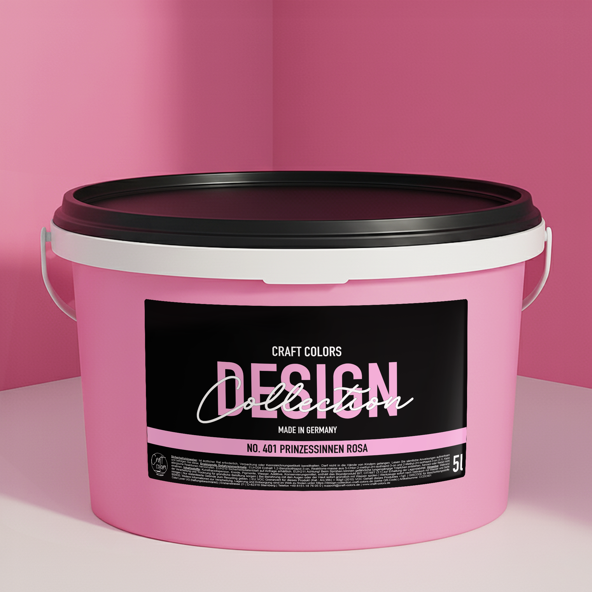 Wandfarbe edelmatt Babyrosa Prinzessinnen rosa No. 401 Design Collection 5L