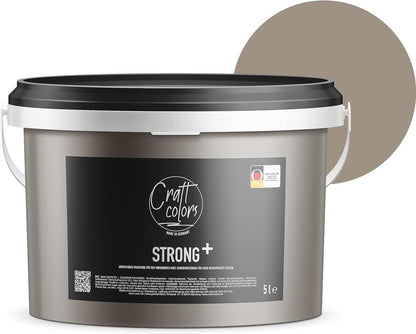 Wandfarbe Strong+ No. 742 Betongrau, 5 l für stark beanspruchte Flächen wie Treppenhäusern - Craft Colors