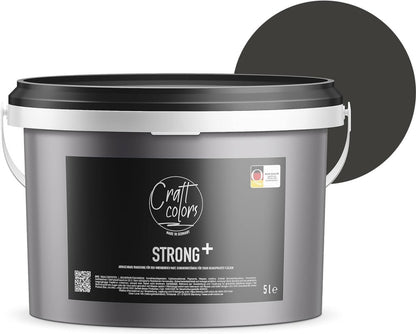 Wandfarbe Strong+ No. 980 Anthrazit, 5 l für stark beanspruchte Flächen wie Treppenhäusern - Craft Colors